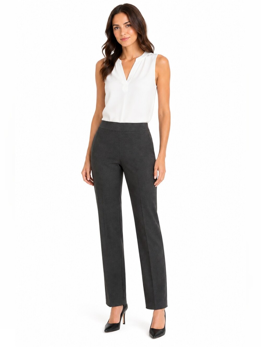 NYDJ Charcoal Straight Leg Women's Leggings Pants Size 12 Lift Tuck Business